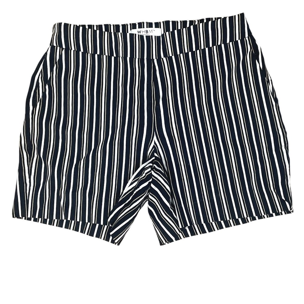 WHBM Womens Shorts Striped Stretch Flat Front Size 2 Black White‎ Nautical Chic